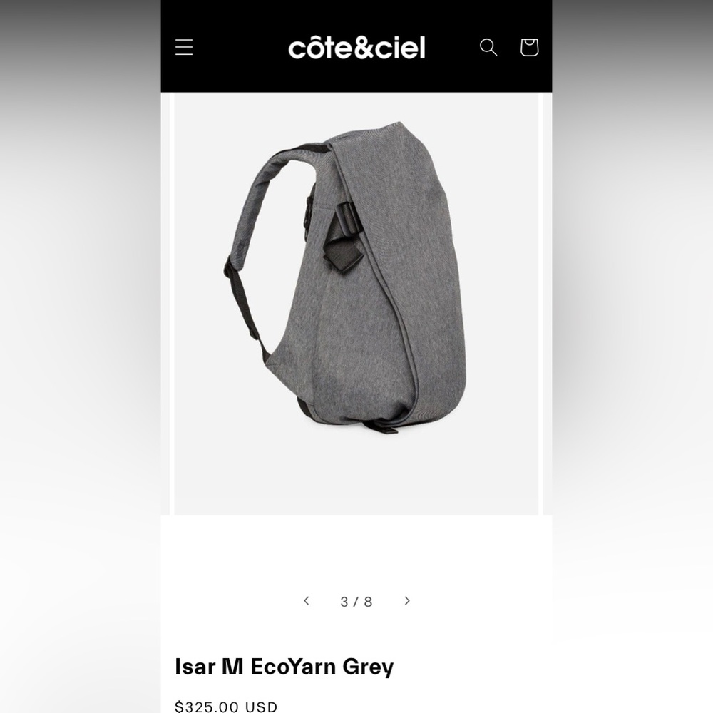 Cote & Ciel Isar M EcoYarn Grey backpack luggage carryon
